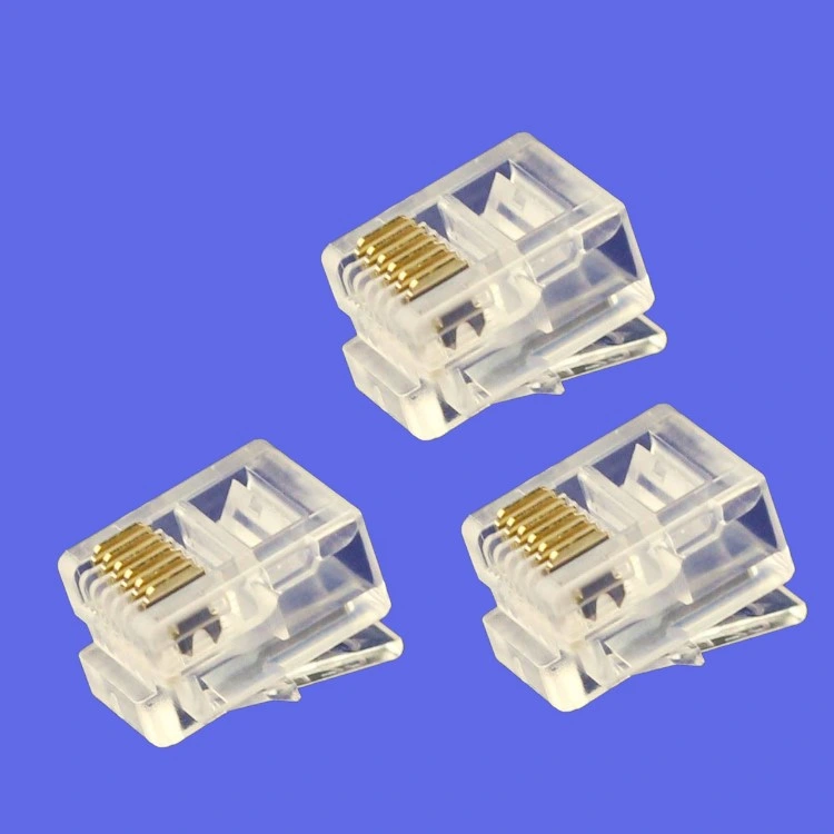 UTP Rj12/Rj11 6p6c Modular Plug Cat3 Network Telephone Connector 6 Core Telephone Plug for 6p6c Cable