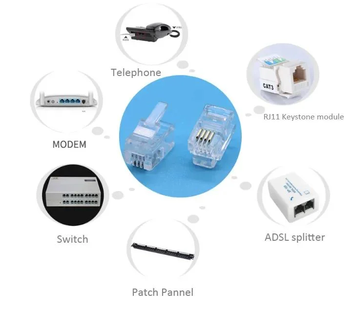 UTP Telephone Wire Rj12 Terminal Connector 6p6c Rj12 Modular Plug