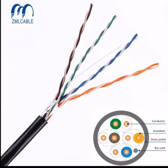 10g Ethernet Unshielded Twisted Pair CAT6 Nekwork Cable with Solid Copper Core