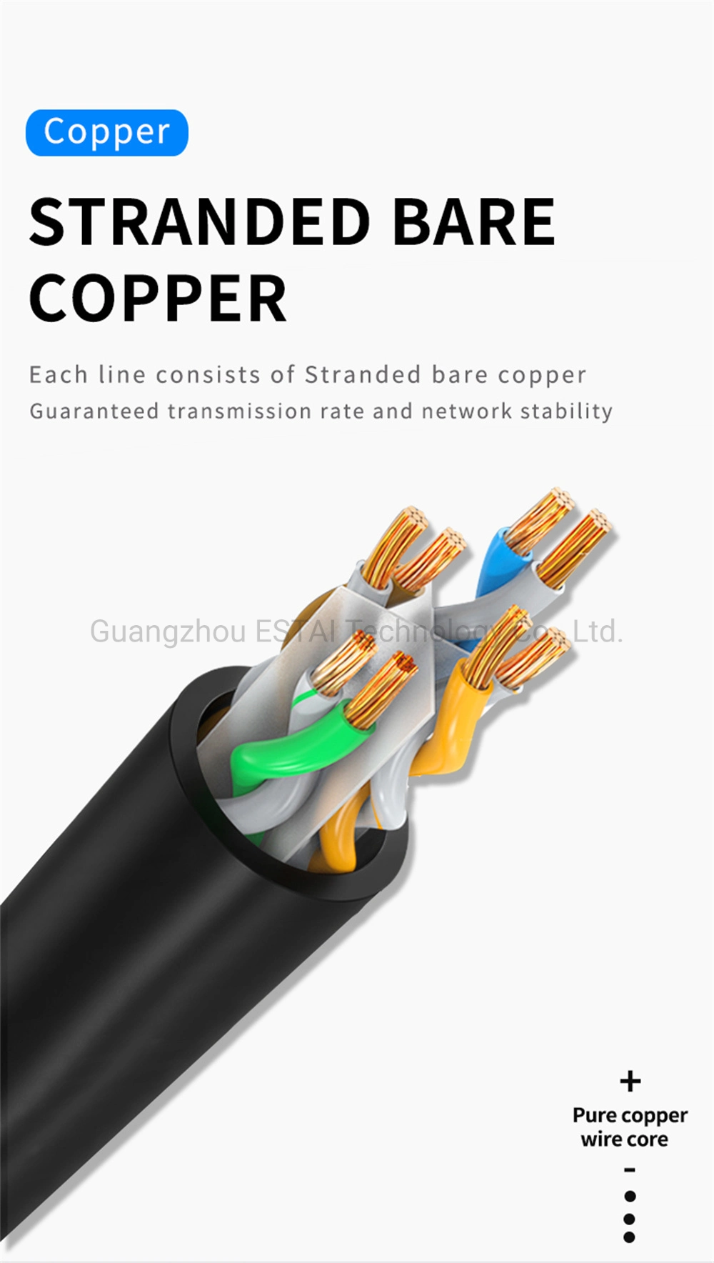 High Quality ETL/Delta Certified Cat8 Patch Cord 24AWG 4 Pairs 24 AWG Cat5e UTP Patch Cord