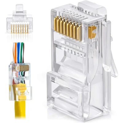 Conector de alimentação CAT6 RJ45 8p8c plugue modular RJ45 blindado