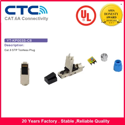 Plugue modular Cat8 STP sem ferramentas RJ45