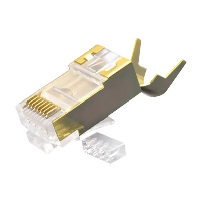 Conectores de rede com plugue modular blindado (FTP) CAT.7 RJ45 8P8C banhado a ouro blindado em cobre kit de 2 peças