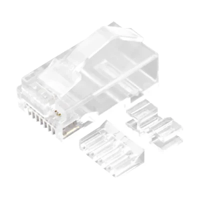 CAT.6A RJ45 8P8C Plugue modular não blindado (UTP) Conectores de rede Kit de 3 peças transparente para cabo de par trançado 24AWG sólido ou trançado