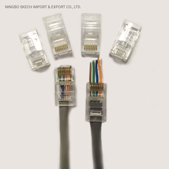 RJ45 Pass Through Plug UTP Ethernet Cables Network Plug Modular Cat5e/CAT6/CAT6A RJ45 Crystal Heads 8p8c Plug