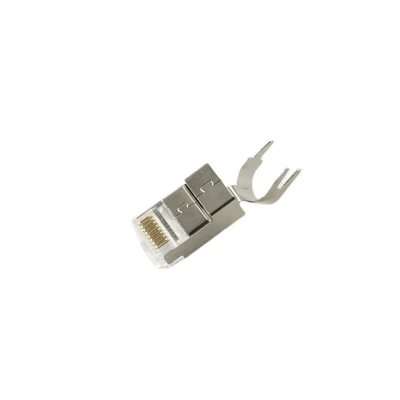 Plugue modular blindado RJ45 com clipe de cabo