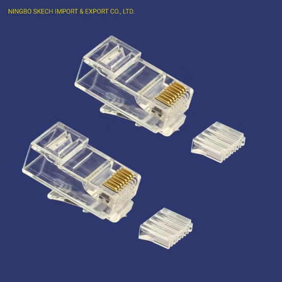 Plugue modular de rede RJ45 8p8c UTP Cat5e/CAT6 2 pontas/3 pontas (garfos) com barra de inserção com aprovação UL