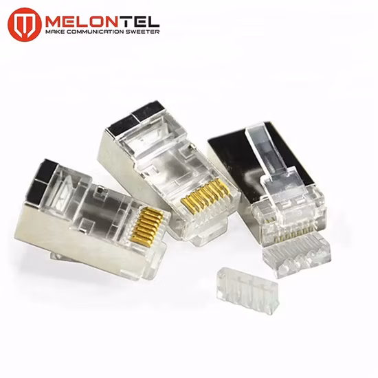 Totalmente abastecido banhado a ouro RJ45 8p8c conector STP CAT6 blindagem de metal plugue modular RJ45