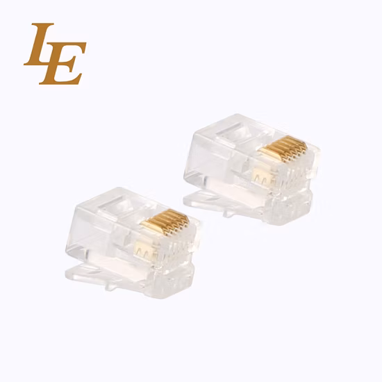 Conector de plugue modular Rj9 banhado a ouro 4p4c plugue para telefone