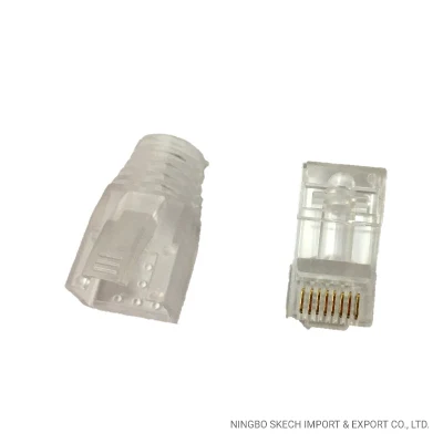 RJ45 Pass Through Modular Plug UTP Ethernet Cables Network Plug Modular Cat5e/CAT6/CAT6A RJ45 Crystal Heads 8p8c RJ45 Network Modular Plug with Boot