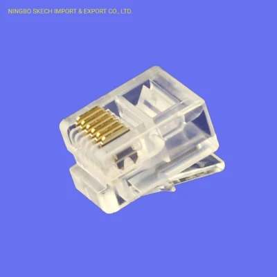 Plugue modular UTP Rj12/Rj11 6p6c Cat3 Conector de telefone de rede 6 núcleos Plugue de telefone para cabo 6p6c