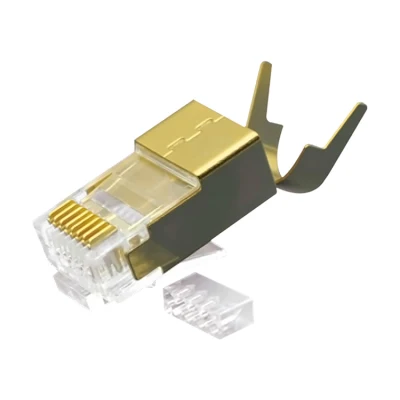 CAT.7 RJ45 8P8C Plugue modular blindado (FTP) Conectores de rede blindado banhado a ouro 2 peças Kit Matal