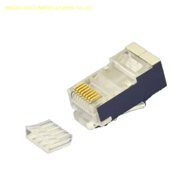 RJ45 FTP/STP/SFTP CAT6 Plugue modular blindado 8p8c Shield Ethernet Connector Plugue de rede com barra de inserção