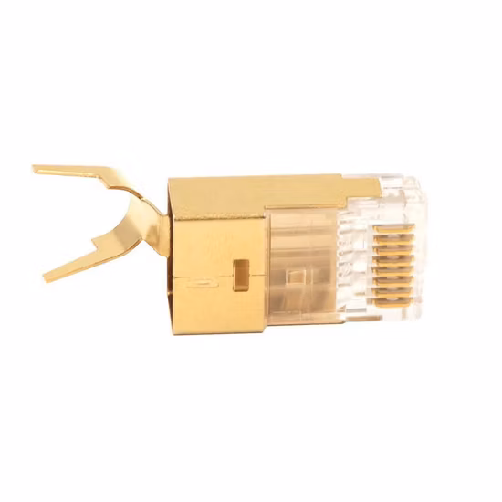 Cabo blindado banhado a ouro CAT6A/Cat7 Cat8 STP Conector sólido Ethernet Fêmea Soquete 50u RJ45 Conector modular