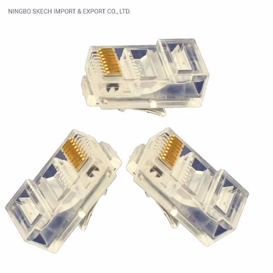 Conector Ethernet RJ45 UTP Cat5e 8p8c Plugue modular 2 pontas/3 pontas para cabeamento integrado Conector de rede