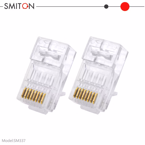 Passe através do plugue modular do conector macho 8p8c CAT6A