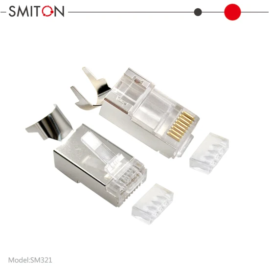 Conector blindado Cat7 de 8 pinos Cat 7 Conector RJ45 plugue modular