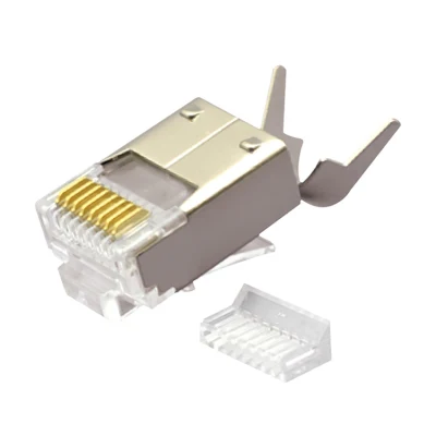 Conectores de rede de plugue modular blindado (FTP) CAT.6 RJ45 8P8C Corpo curto com cauda Kit de 2 peças