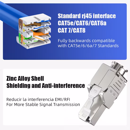 Novo produto RJ45 8p8c CAT6 FTP Conector sem ferramentas Plugue blindado Liga de zinco Modular Plug Conector RJ45