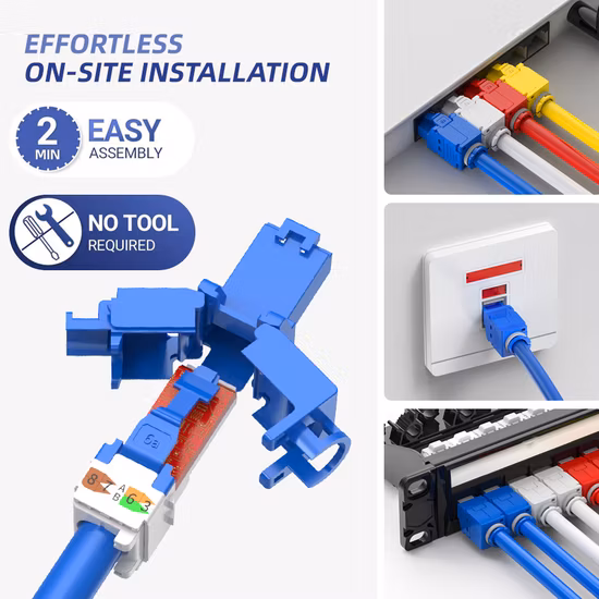 Plugue de terminação RJ45 CAT6A Conector modular sem ferramentas sem blindagem
