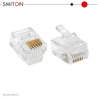 Fio de telefone UTP Conector de terminal Rj12 6p6c Rj12 plugue modular