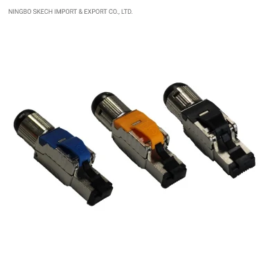 Módulo de rede FTP/STP Conector de campo RJ45 8p8c CAT6A/Cat7/Cat8 Plugue modular blindado RJ45 sem ferramentas