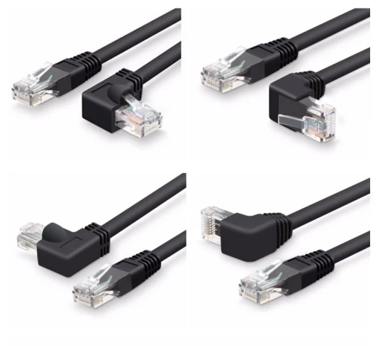 STP SFTP Cat5e CAT6 CAT6A Cat7 Cat8 Ethernet Patch Cord com ângulo